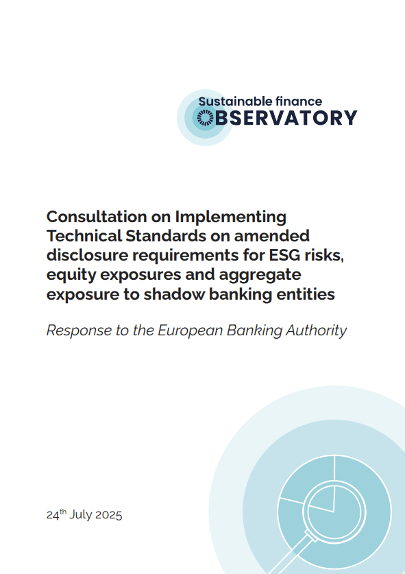 Response to EBA Consultation on Pillar 3 ESG Reporting Framework