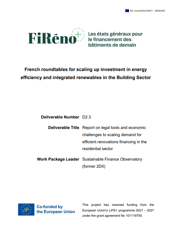 Report on legal tools and economic challenges - Sustainable Finance Observatory Report on legal tools and economic challenges